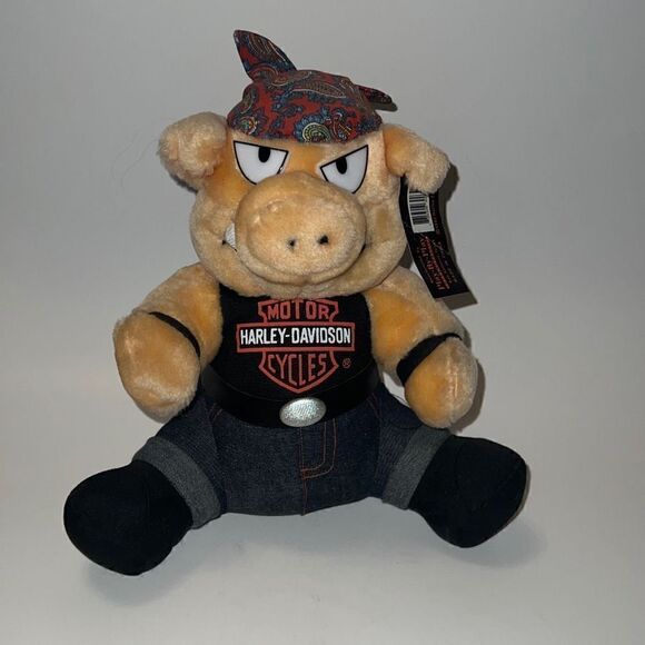 Harley-Davidson Logo Plush Pig Hog Stuffed Animal Vintage 1993 Biker 10” - Picture 1 of 9